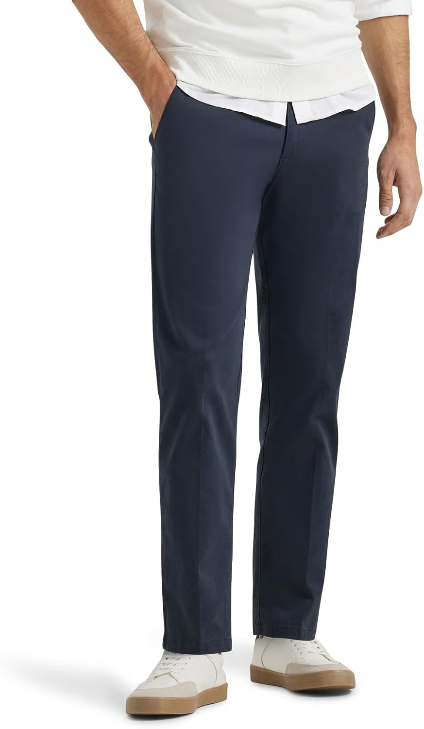 Men's Flat Front Regular Straight Trousers