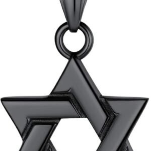 Star of David Necklace for Men 18K Gold/Stainless Steel/Black (Send Gift Box)