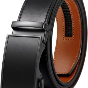 Men's Belt Leather Ratchet Belt for Men Dress Casual Every Day with Adjustable Buckle, Trim to Fit