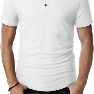 Mens Casual Premium Slim Fit Henley T-Shirts Short Sleeve Lightweight