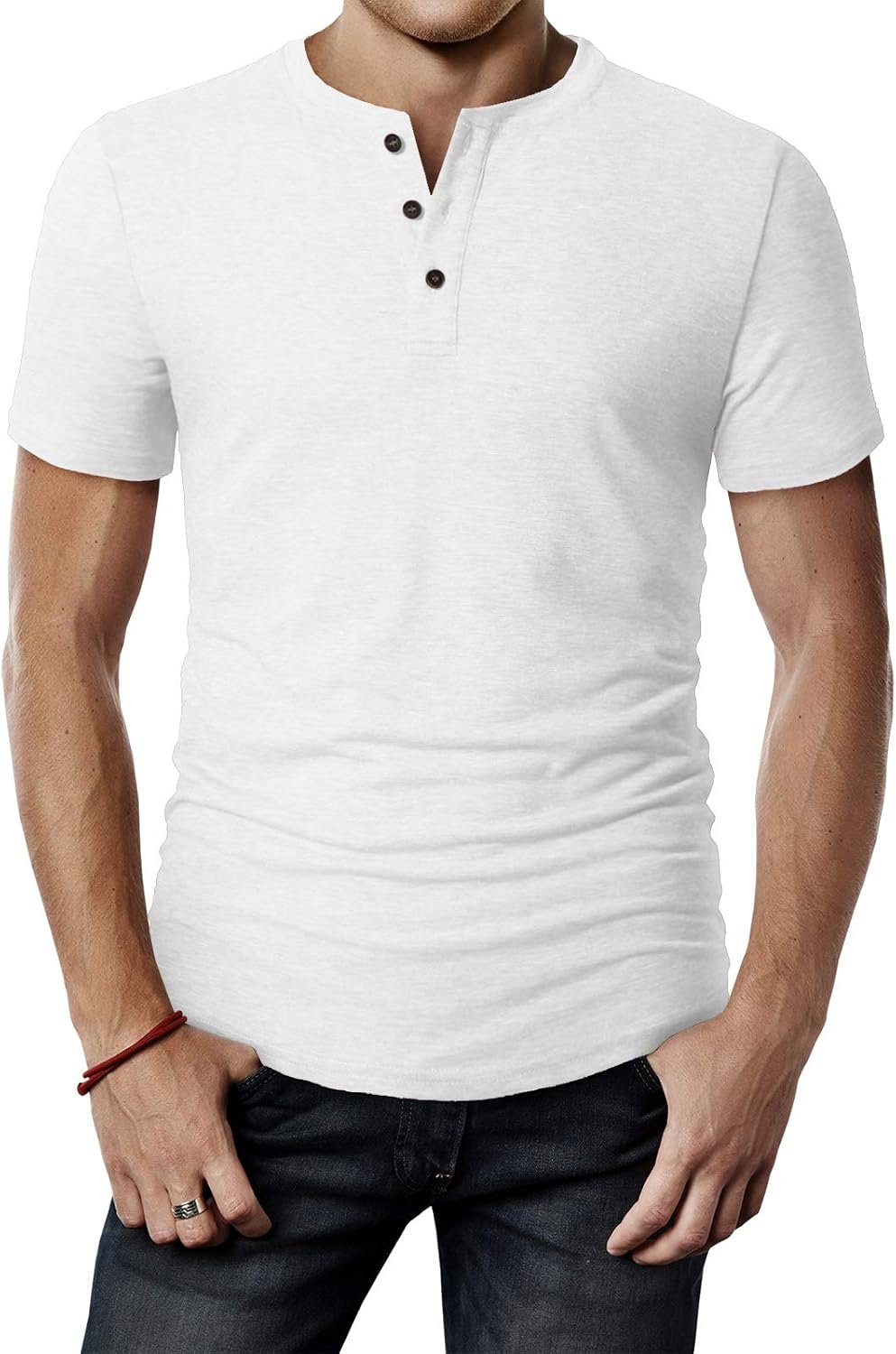 Mens Casual Premium Slim Fit Henley T-Shirts Short Sleeve Lightweight