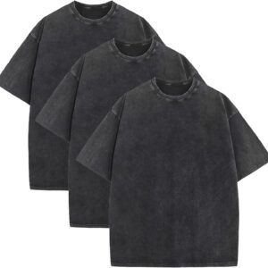 Men's Oversized Cotton T-Shirts Loose Fit Vintage Washed Tee Unisex Short Sleeve Casual Shirts Tops