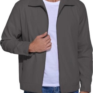 Men's Lightweight Zip Up Jacket  Work Office Jackets Casual Golf Outwear