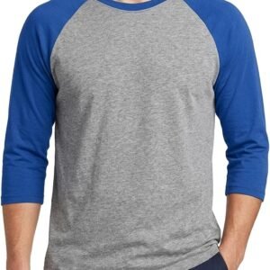 Men's Raglan Baseball Tee Shirt - Cotton Two Tone Casual Athletic Top