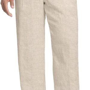 Men's Casual Linen Pants Elastic Waist Drawstring Cotton Trousers