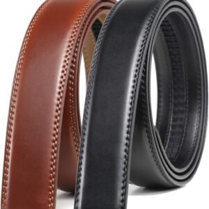 Mens Leather Ratchet Belt Strap Only 1 3/8" Without Buckle,Replacement Strap Suitable for 40MM Slide Buckle
