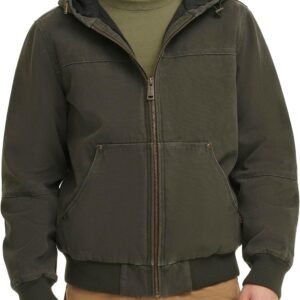 Men's Workwear Cotton Canvas Hoody Bomber Jacket (Regular & Big & Tall Sizes)