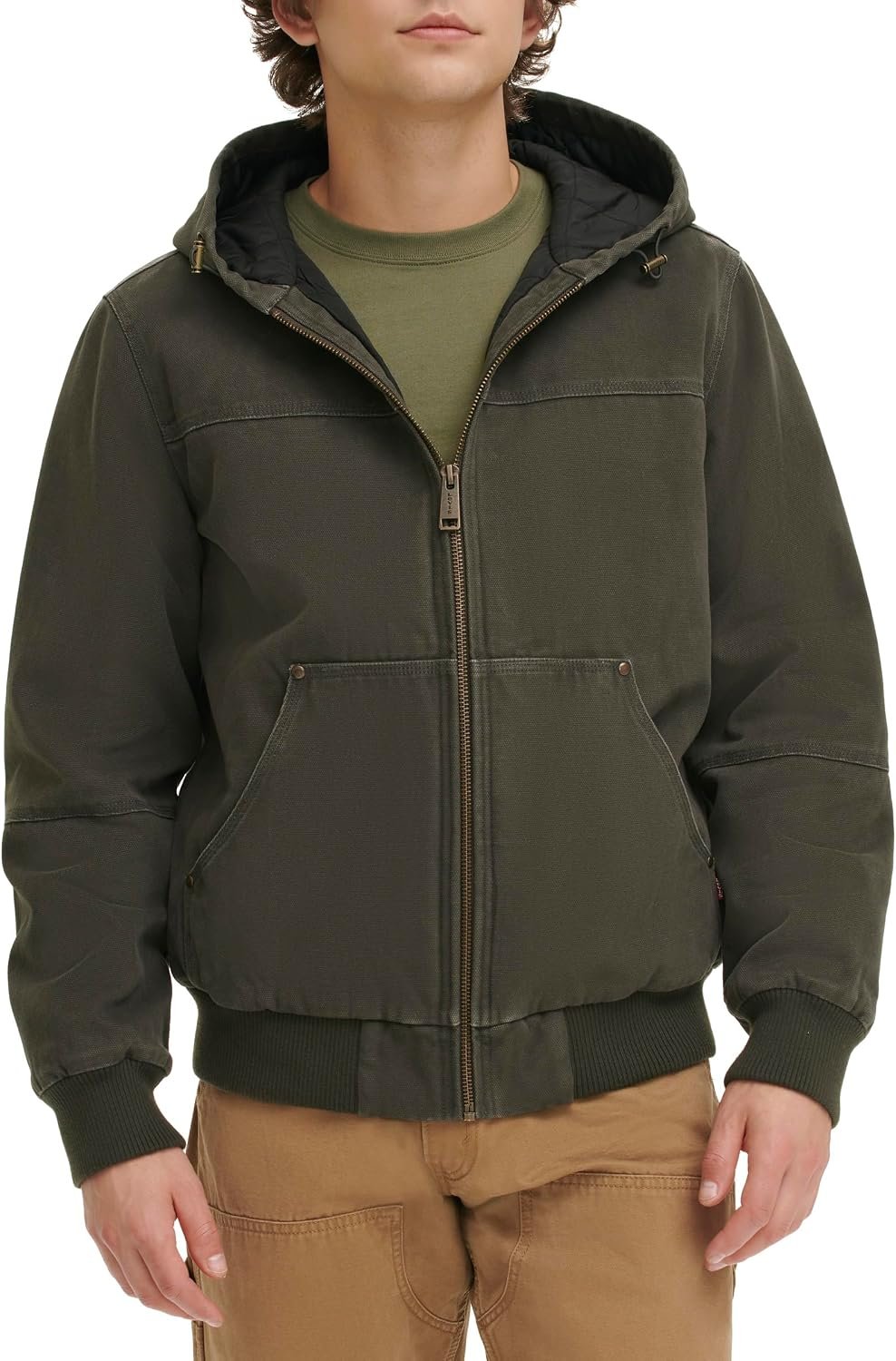 Men's Workwear Cotton Canvas Hoody Bomber Jacket (Regular & Big & Tall Sizes)