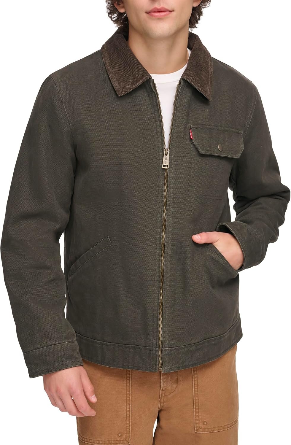 Men's Workwear Cotton Canvas Corduroy Collar Depot Jacket