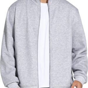 Men's Fleece Full Zip Up Sweatshirts Mock Neck Long Sleeves Workout Jacket with Pockets