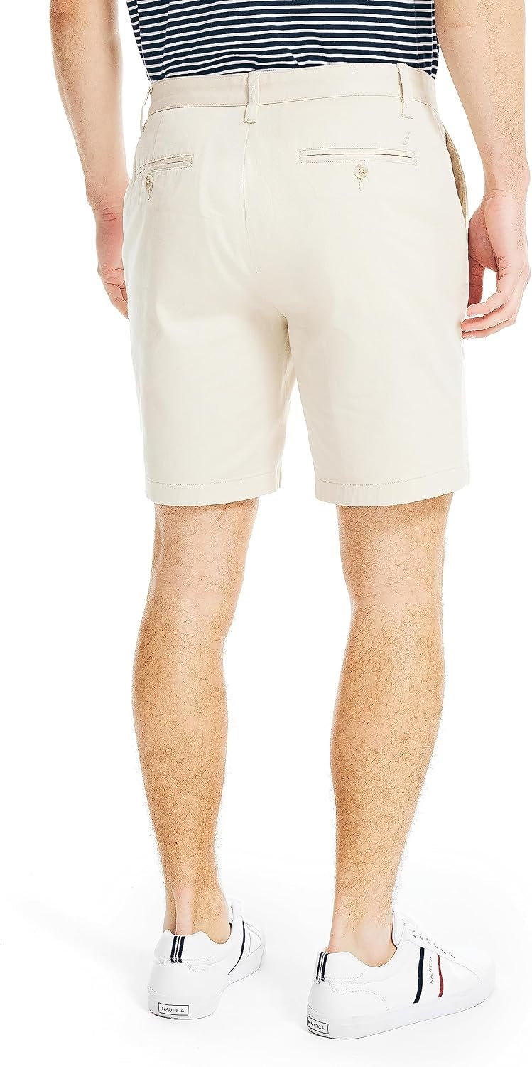 Men's Classic Fit Flat Front Stretch Solid Chino Deck Short - Image 2