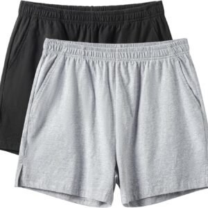 Mens Lounge Shorts 4 inch Pajama Lightweight Cotton Sp Bottoms with Pockets